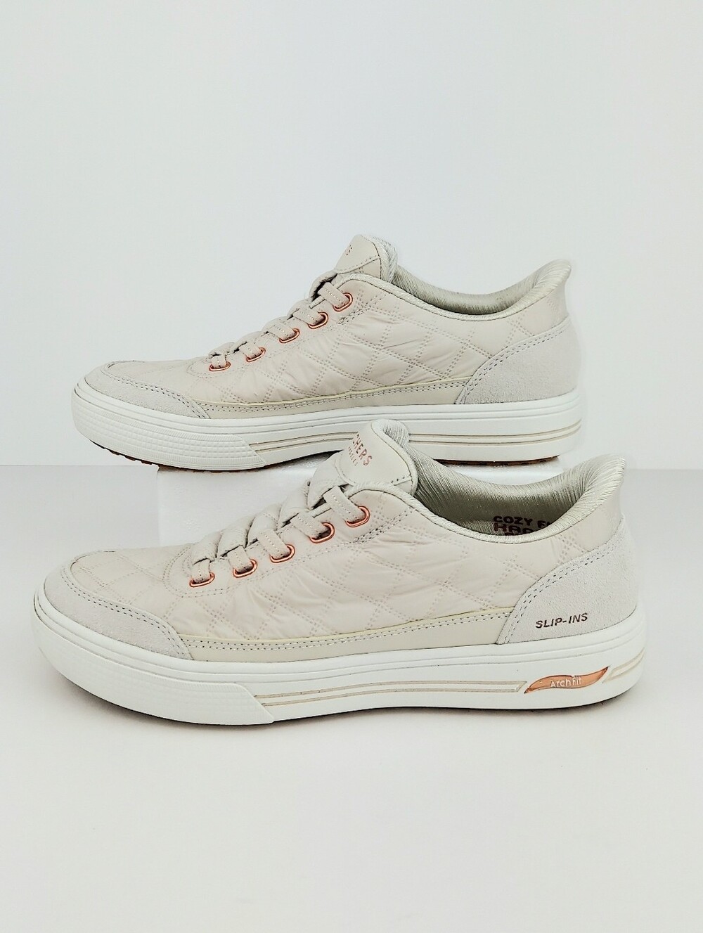 Skechers Slip-Ins Arch Fit Arcade Sneakers Off-White 7.5 - Picture 13 of 14